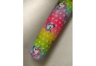 Кожзам с блестками, радуга "Единороги №1" 20*30 см, цена за лист